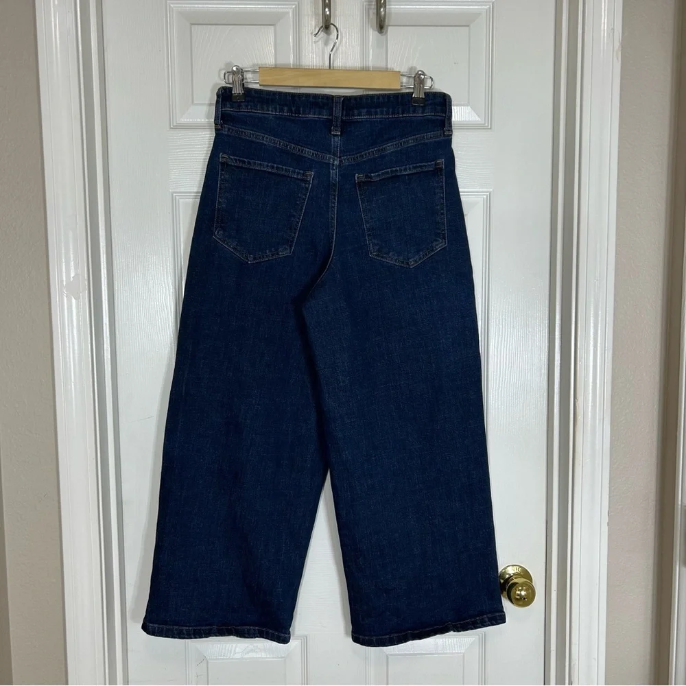 Banana Republic Cotton Blend Dark Wash HighRise Pleated Wide Leg Crop Jeans 28/6